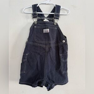 Vintage Old Navy Baby Boy Short Blue Overalls One Piece, Size 12-18 Months